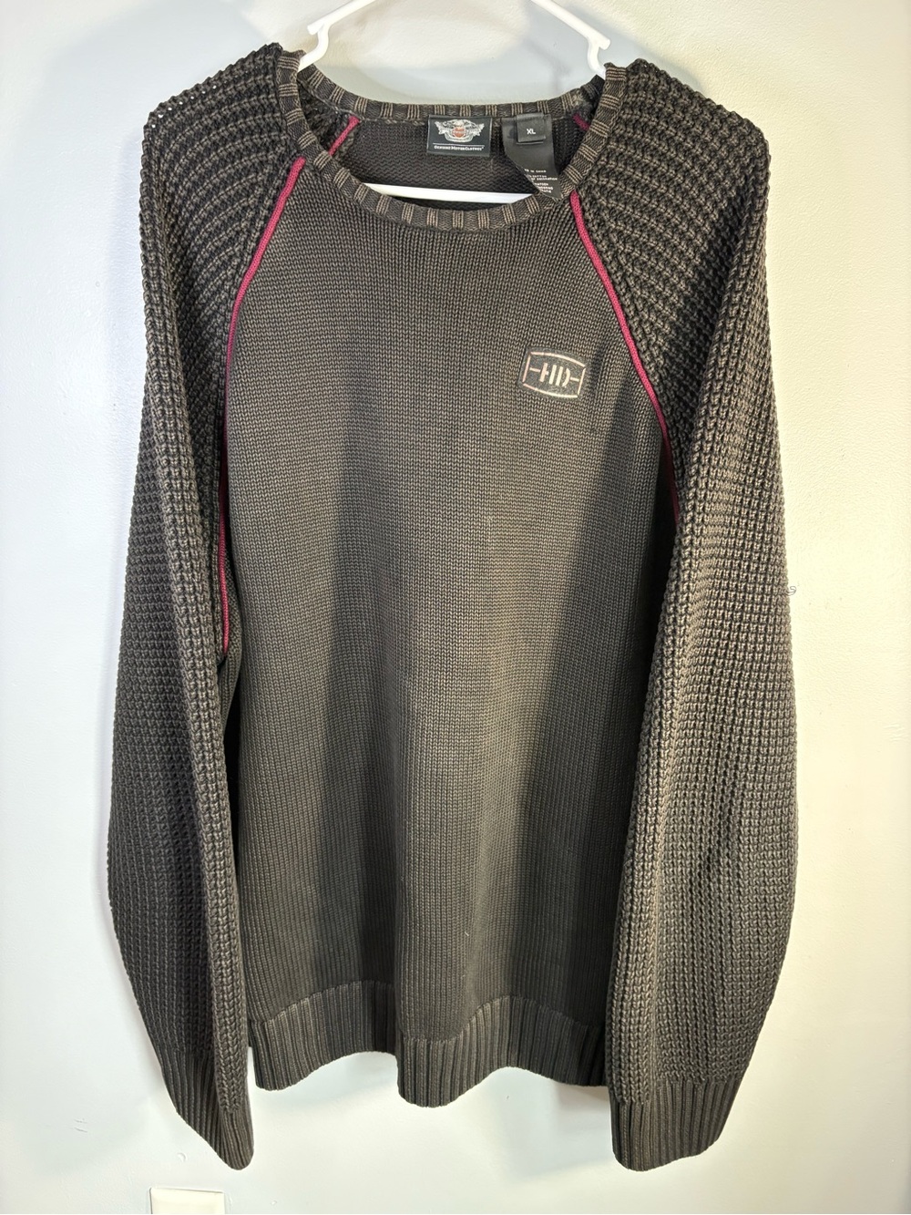 Harley-Davidson Black Crewneck Sweater with Pink Accents